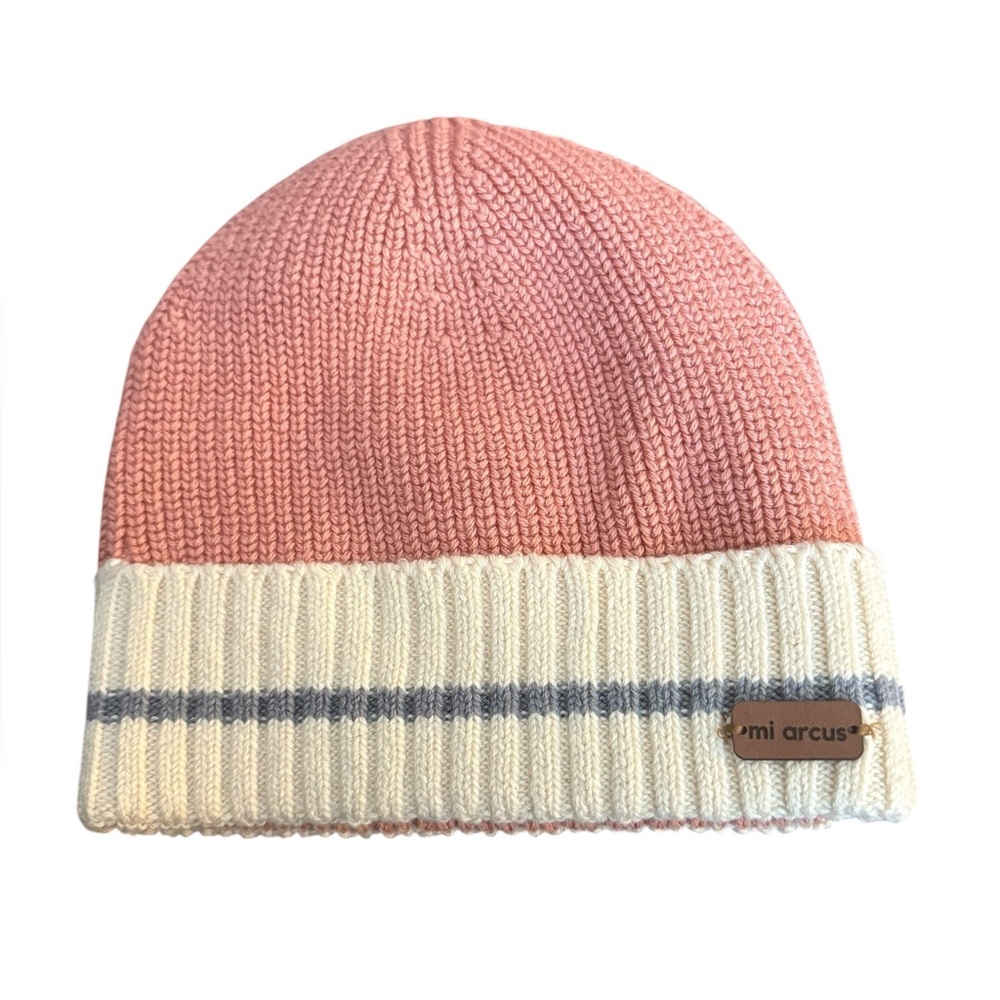 Mi Arcus‎  Pink Baby Hat Size 12 To 24 Months Knit  100% Cotton Winter Hat